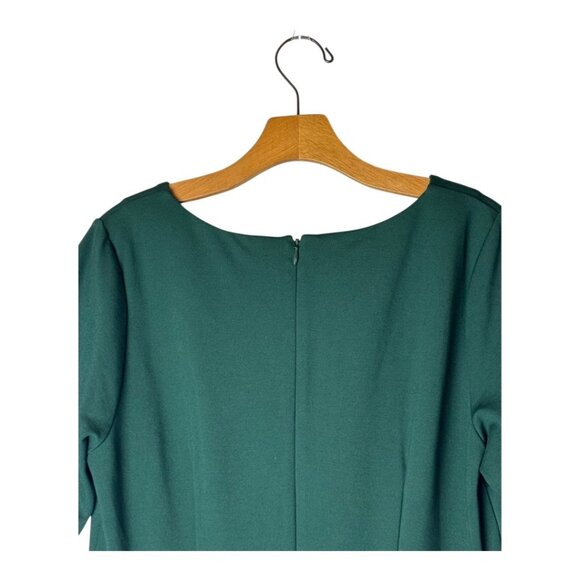 Talbots Dress Women 10 Green Refined Ponte Knit Peplum Sheath Knee Length Preppy - Picture 3 of 11